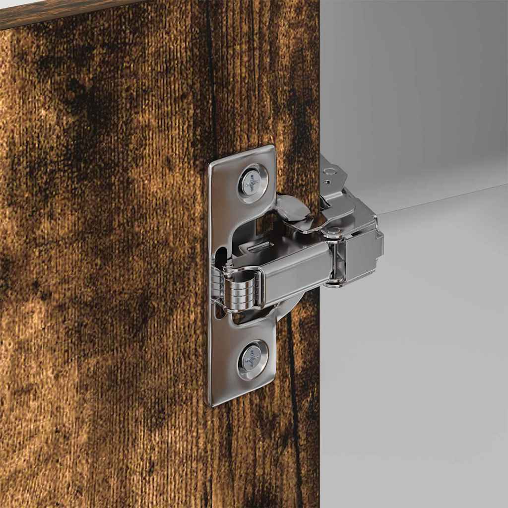 Hanging Cabinet Riga Smoked Oak and White 57 x 57 x 100 cm